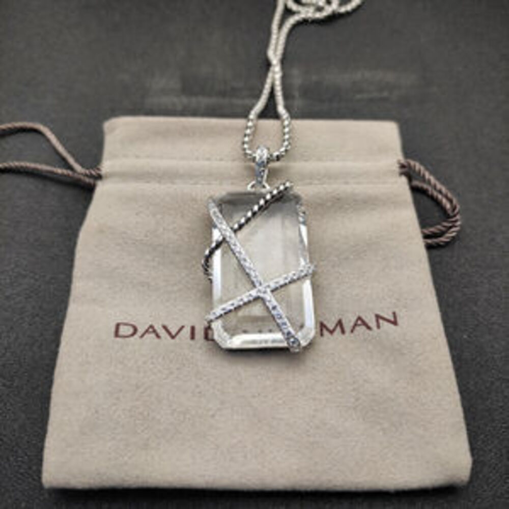 David Yurman White Crystal Bezel Necklace